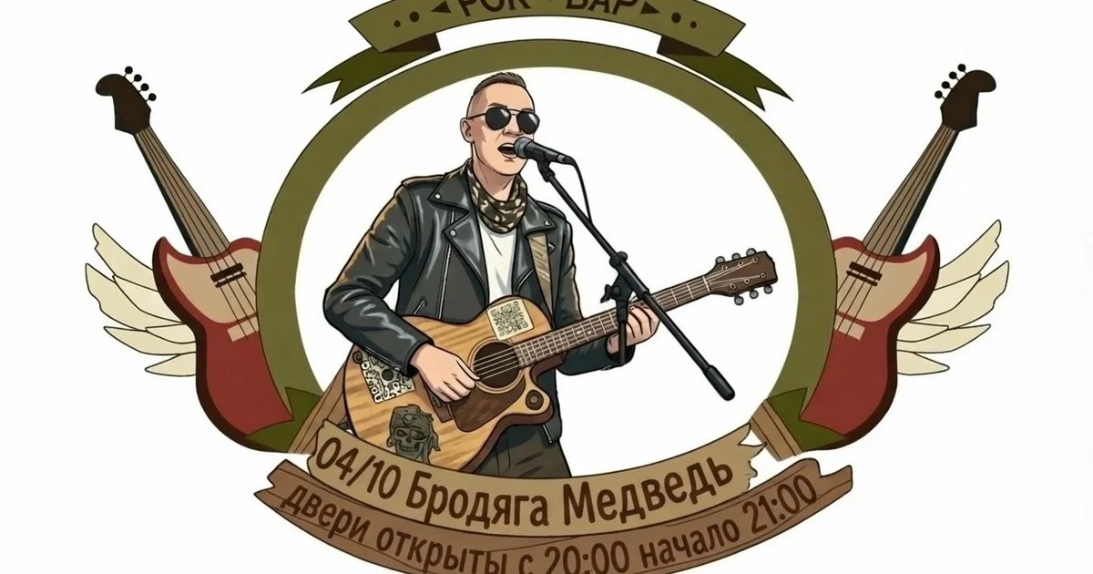 Афиша «Бродяга Медведь — живая музыка»