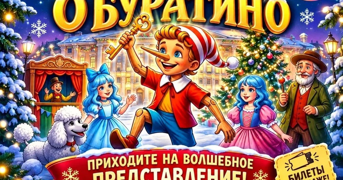Афиша «НОВОГОДНЯЯ СКАЗКА: «БУРАТИНО» ЗОВЁТ В ПУТЬ!»