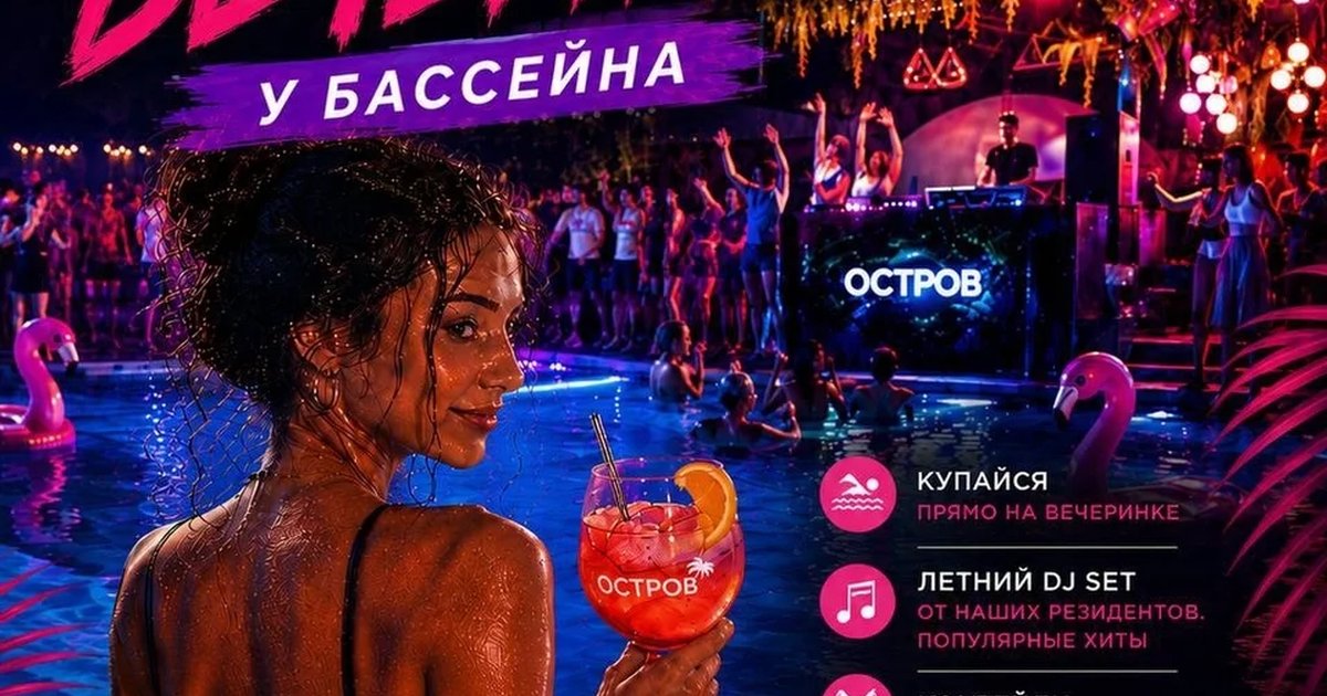 Афиша «Пятничная вечеринка у бассейна»