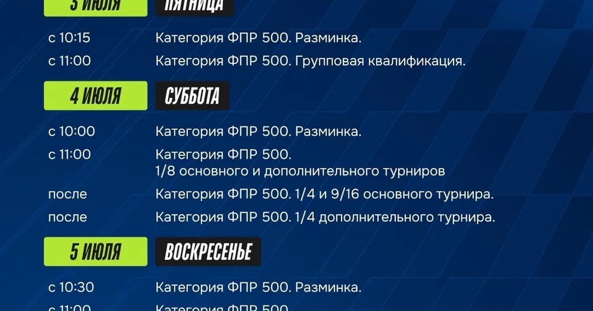 Афиша «RCC Padel Open — ФПР 500»