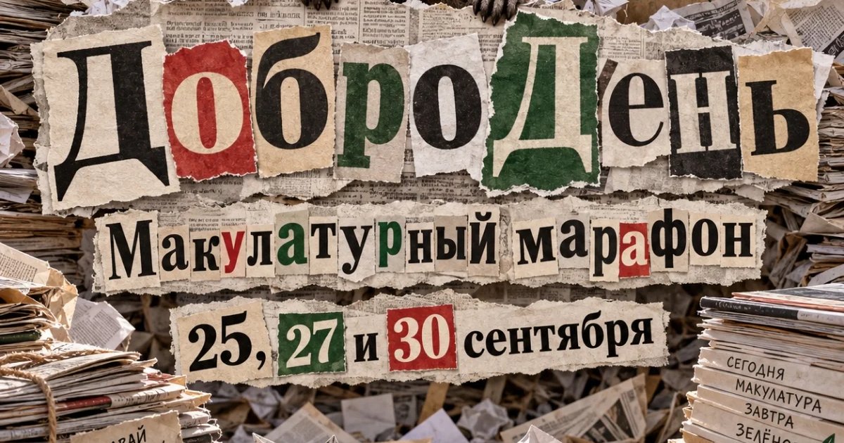 Афиша «Сбор макулатуры и викторина «Добрые знания»»