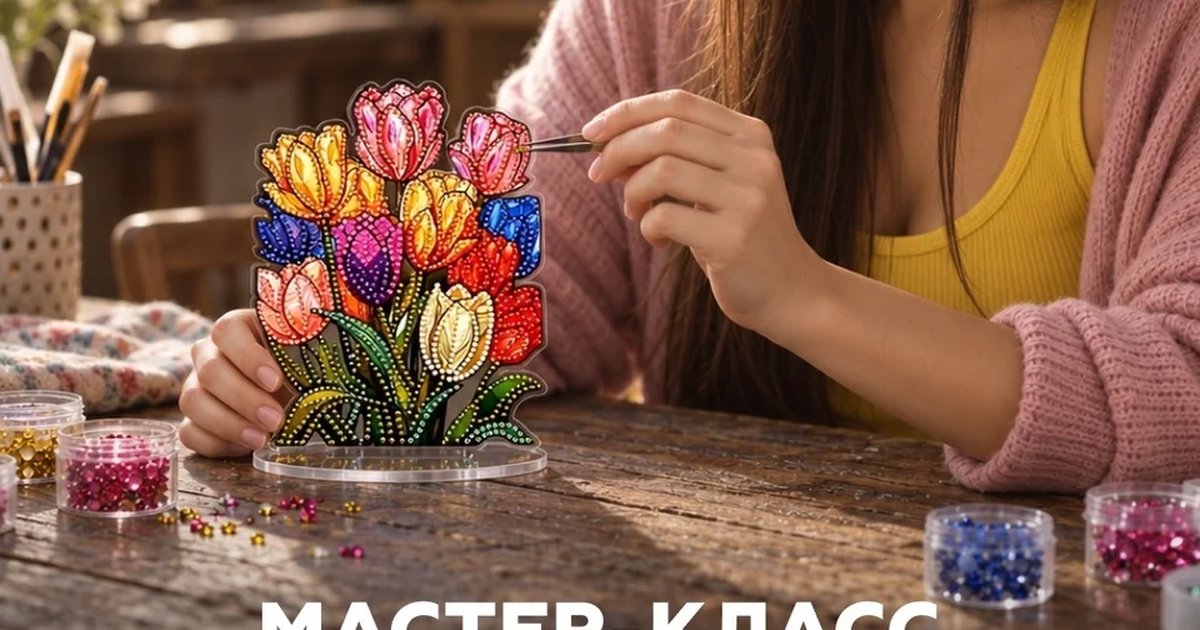Афиша «Сияющий букет — мастер-класс по декорированию стразами»