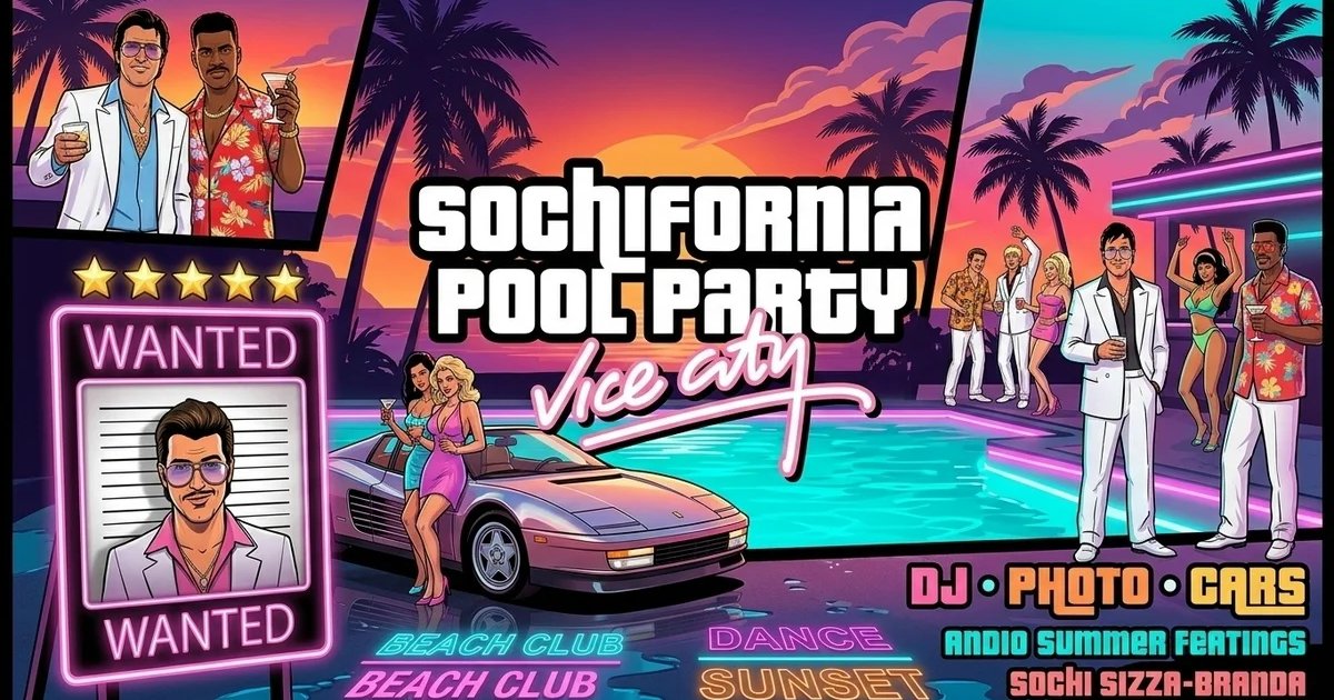Афиша «Sochifornia Vice City — вечеринка у бассейна»