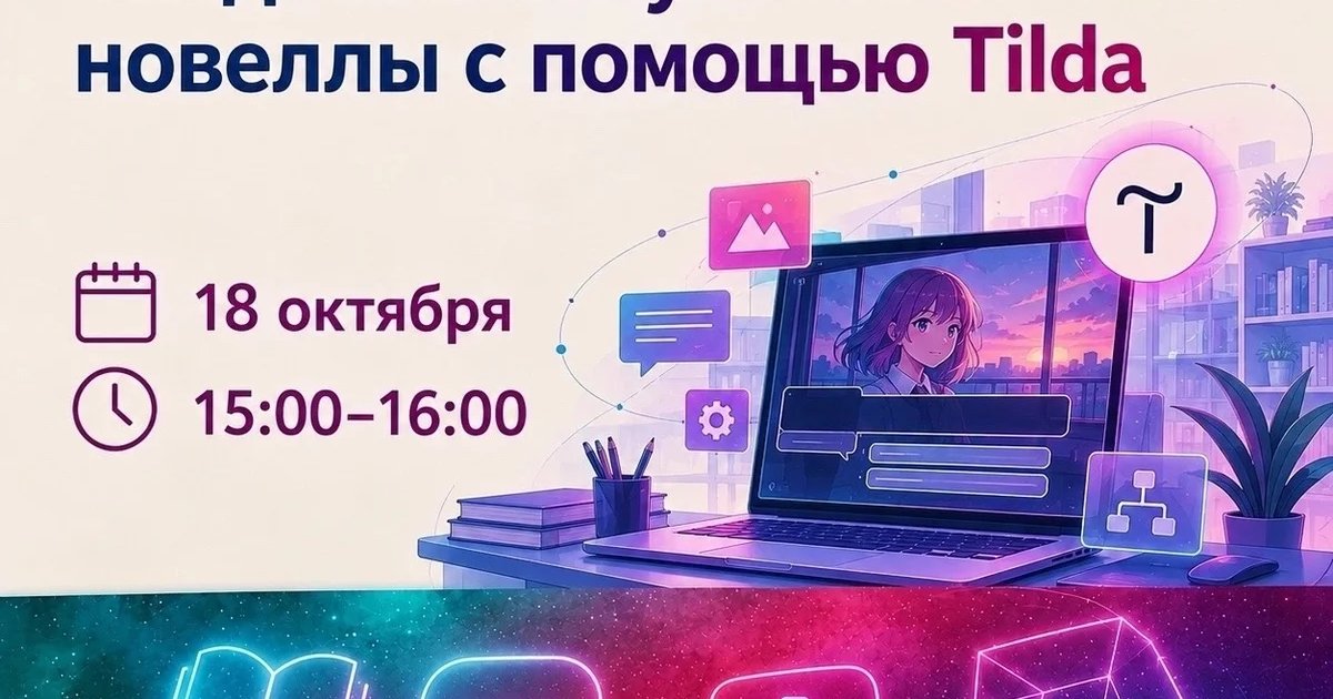 Афиша «Создание визуальной новеллы с помощью Tilda»