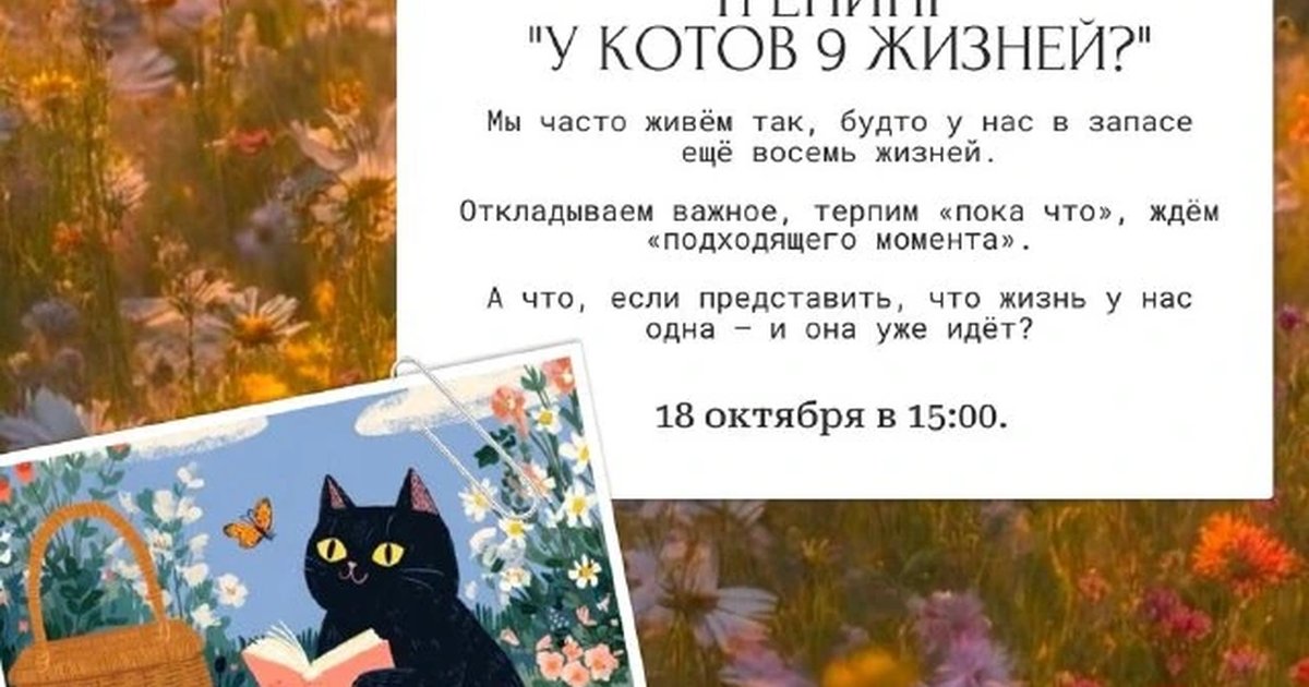 Афиша «Тренинг «У котов 9 жизней?»»
