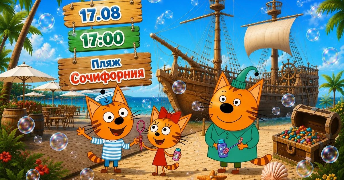 Афиша «Три кота — детская игровая программа»