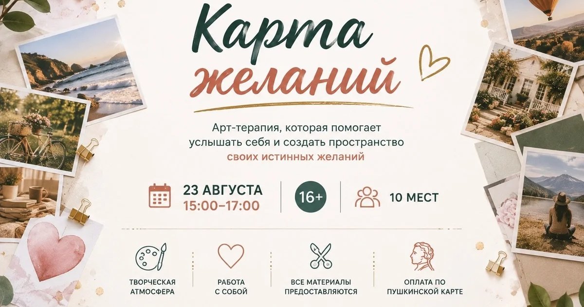 Афиша «Творческая мастерская «Карта желаний»»