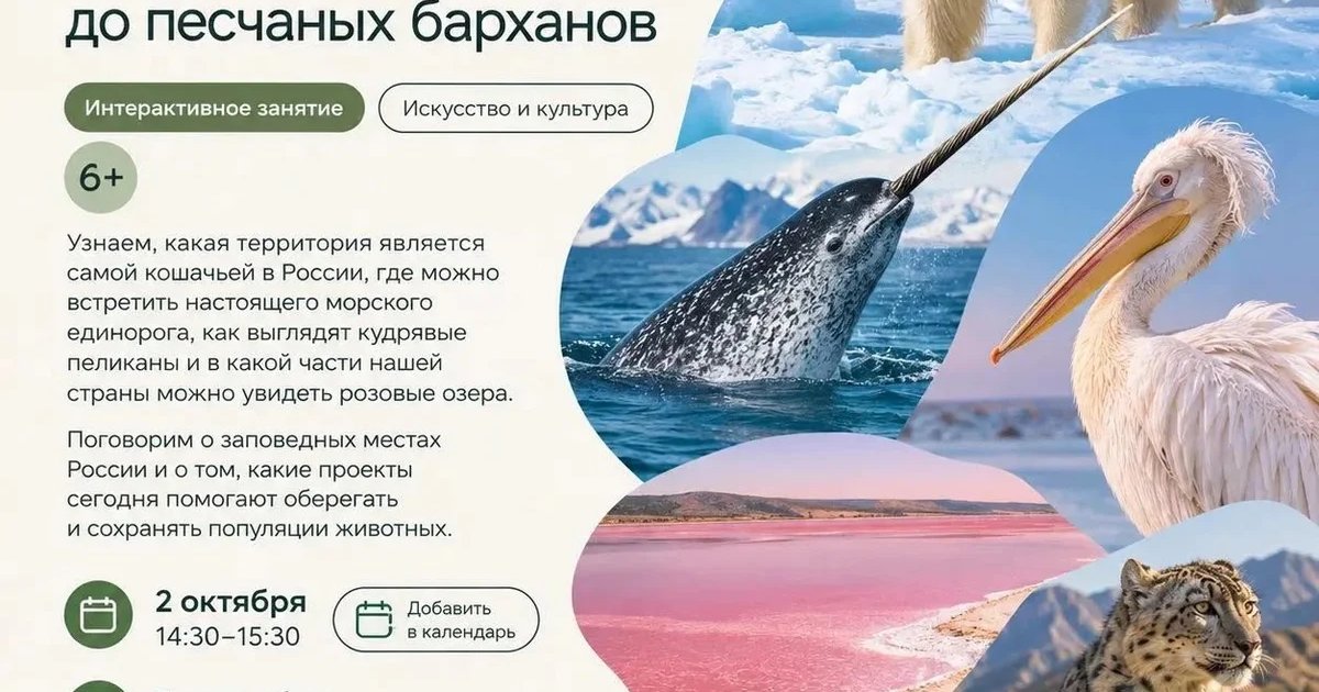 Афиша «Заповедные места России: от арктических льдов до песчаных барханов»