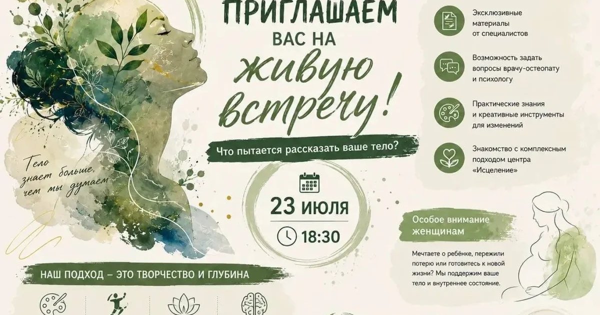 Афиша «Живая встреча «Что пытается рассказать ваше тело?»»