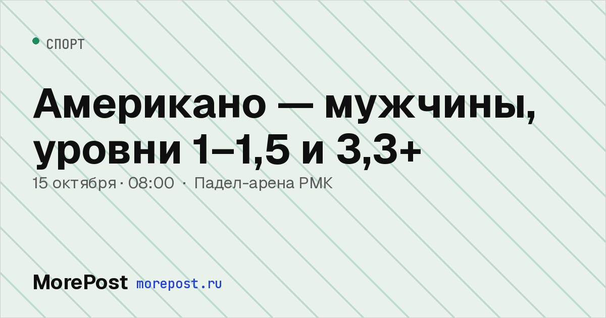 Афиша «Американо — мужчины, уровни 1–1,5 и 3,3+»