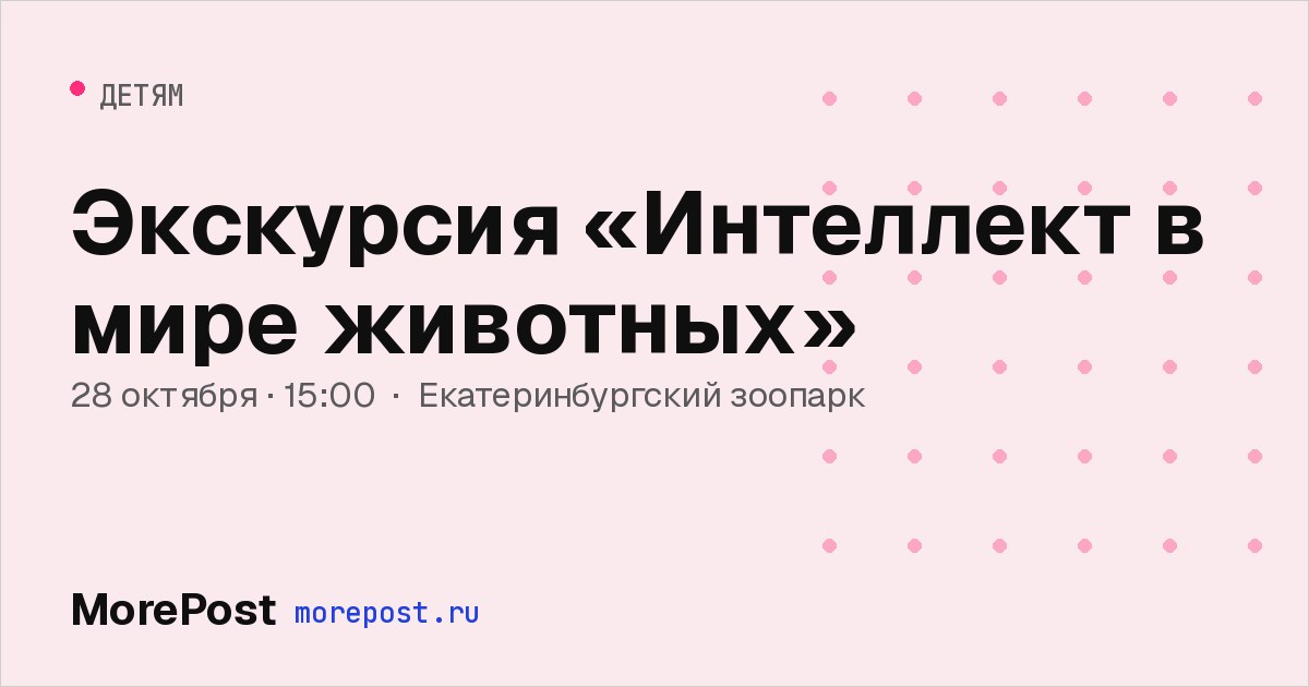 Афиша «Экскурсия «Интеллект в мире животных»»