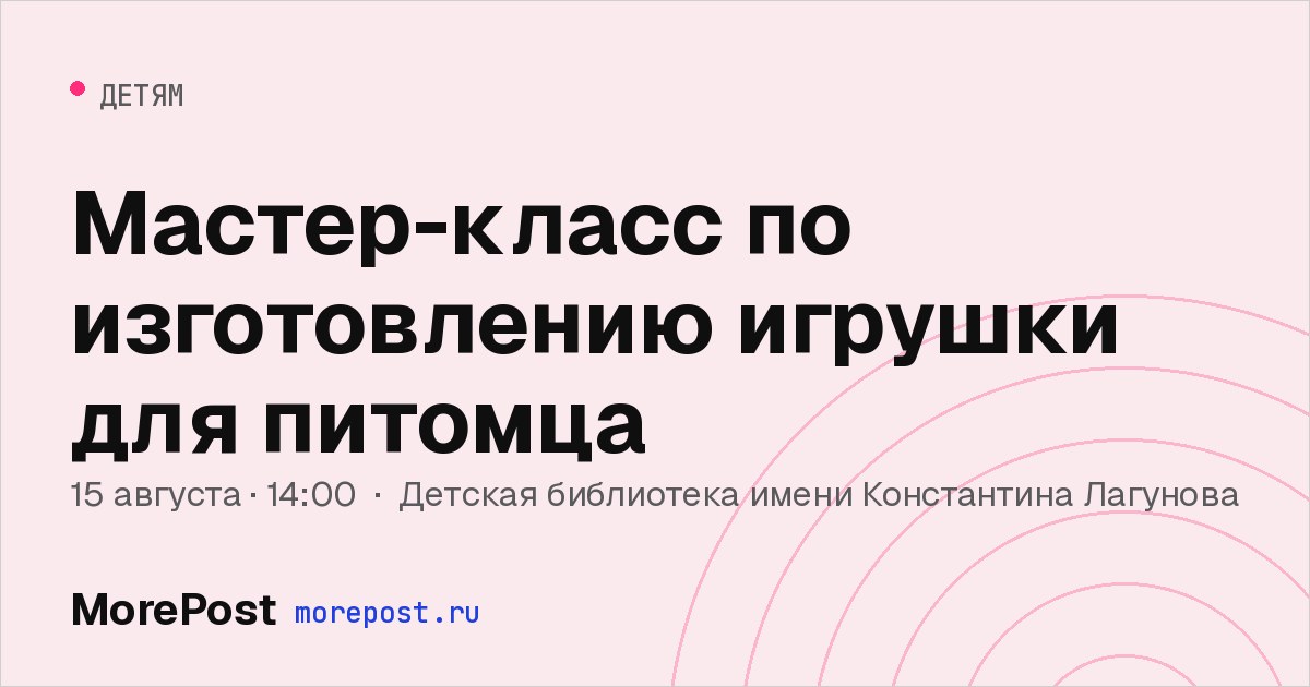 Афиша «Мастер-класс по изготовлению игрушки для питомца»