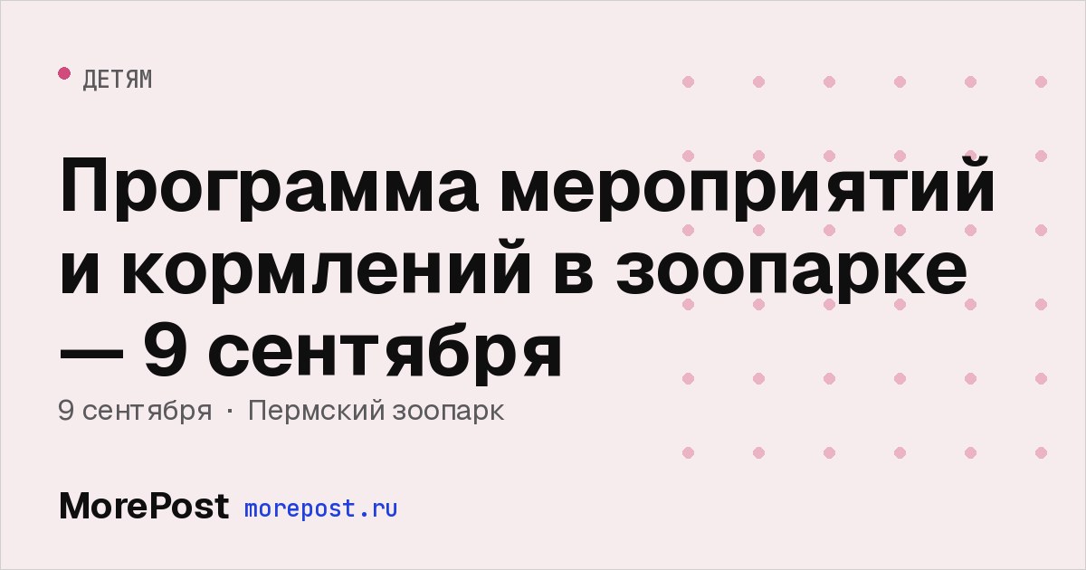 Афиша «Программа мероприятий и кормлений в зоопарке — 9 сентября»