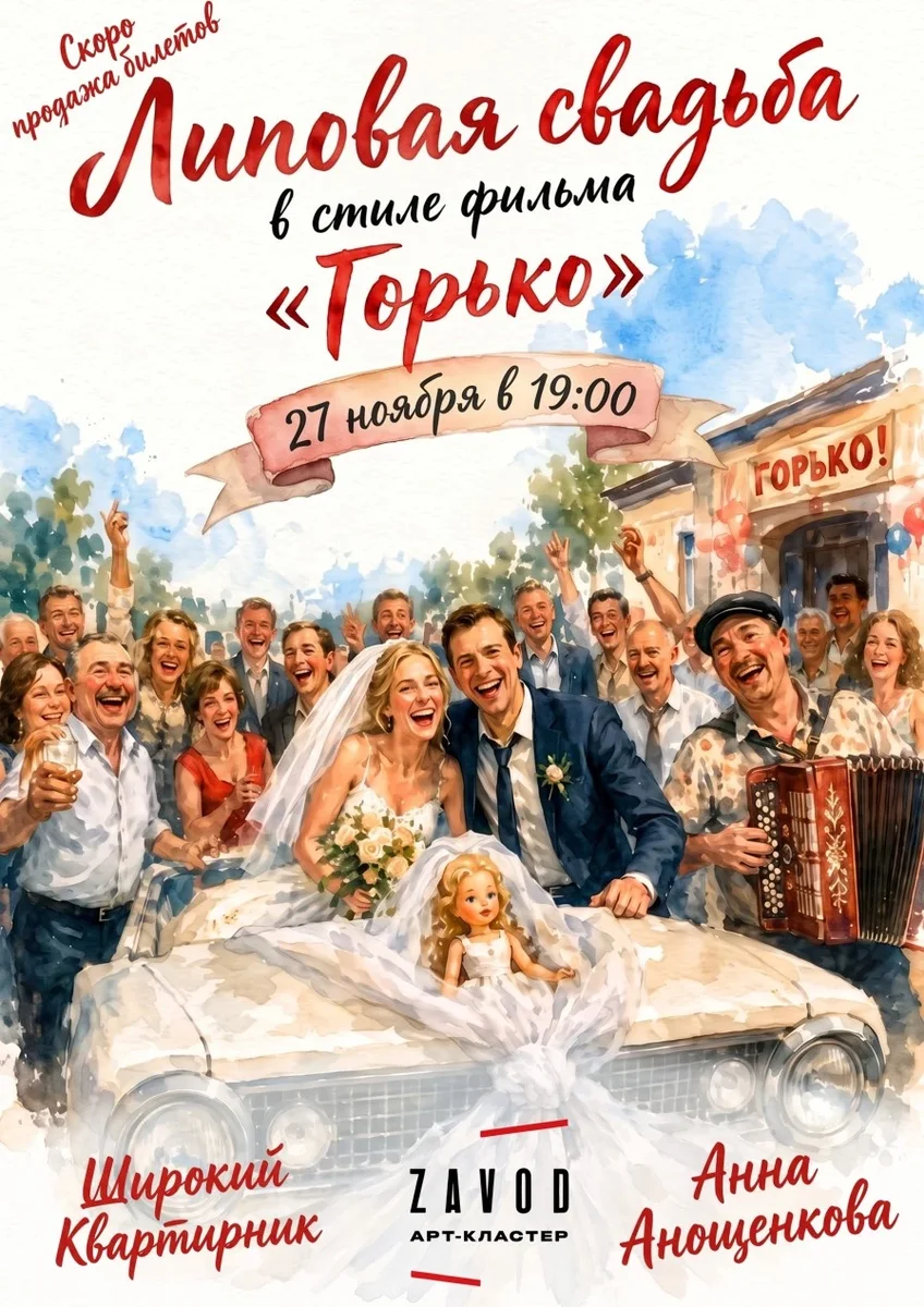 Афиша «27.11 Липовая свадьба в стиле фильма "Горько" (Череповец)»