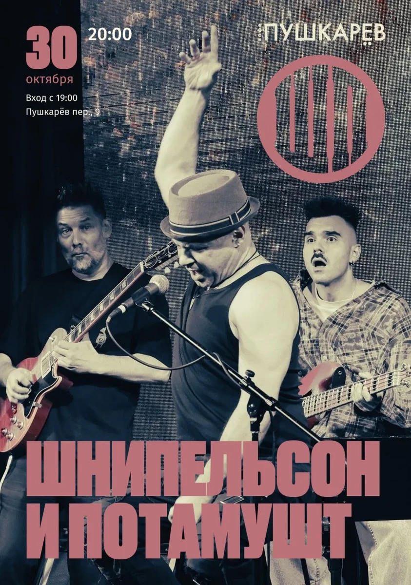 Афиша «30 октября. Шнипельсон и Потамушт | ДЕНЬРОЖДЕННЫЙ КОНЦЕРТ | Пушкарёв»