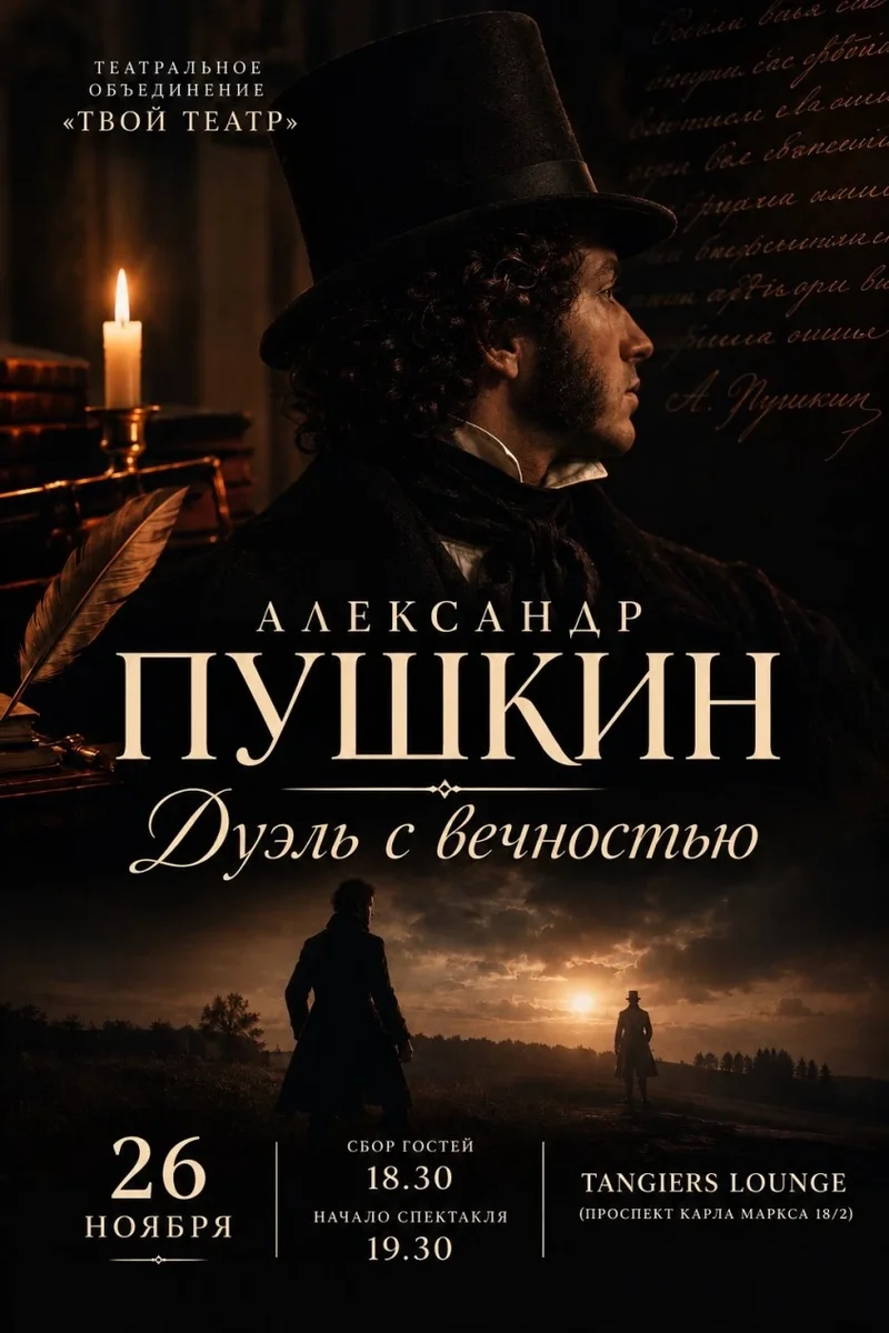 Афиша «Александр Пушкин. Дуэль с вечностью»