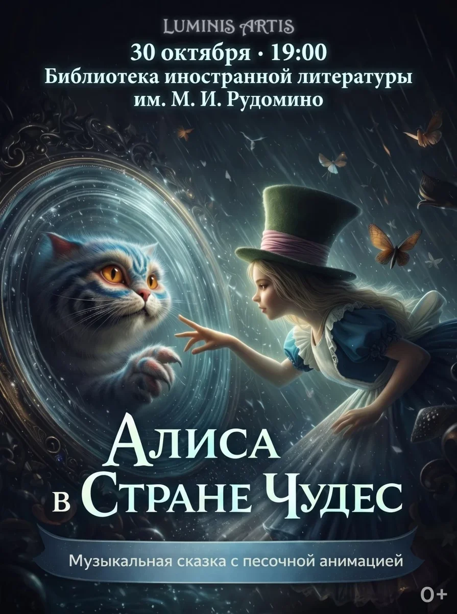 Афиша «Алиса в стране чудес. Музыкальная сказка для всей семьи с песочной анимацией»