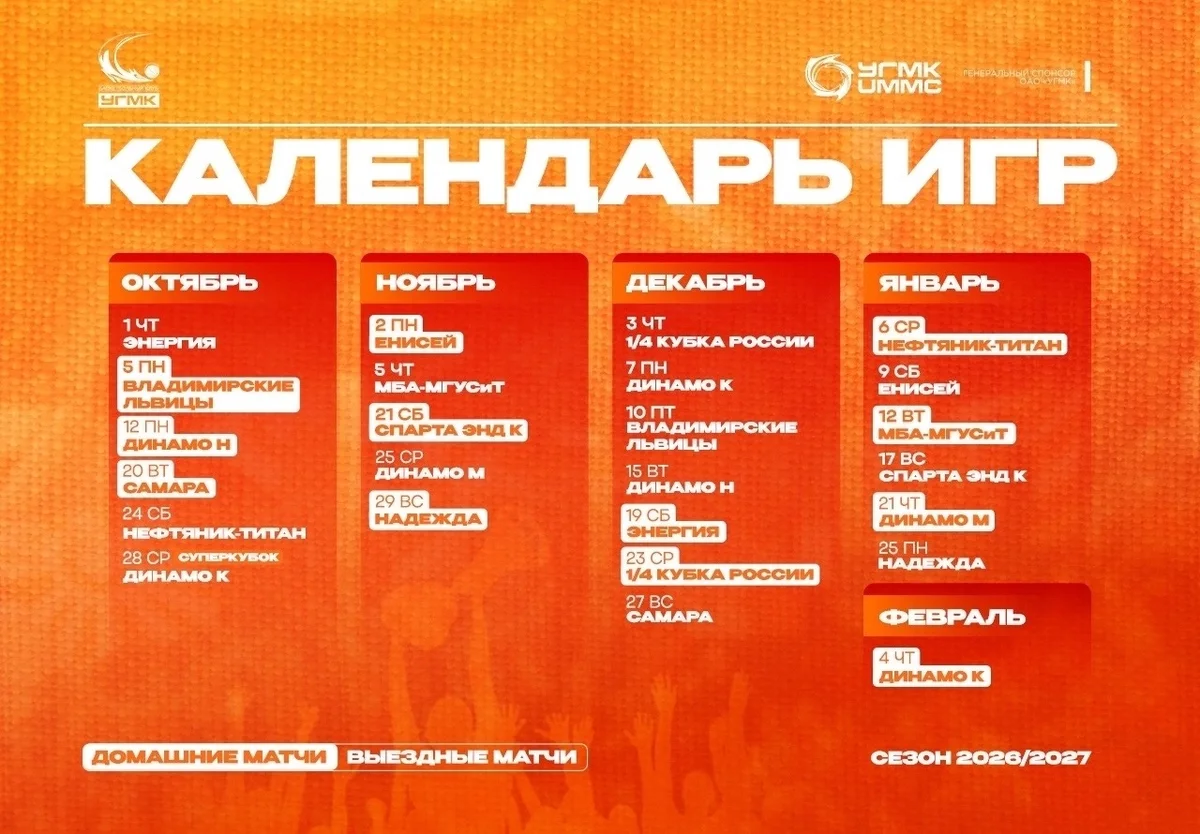 Афиша «Баскетбольный матч УГМК — Спарта энд К»