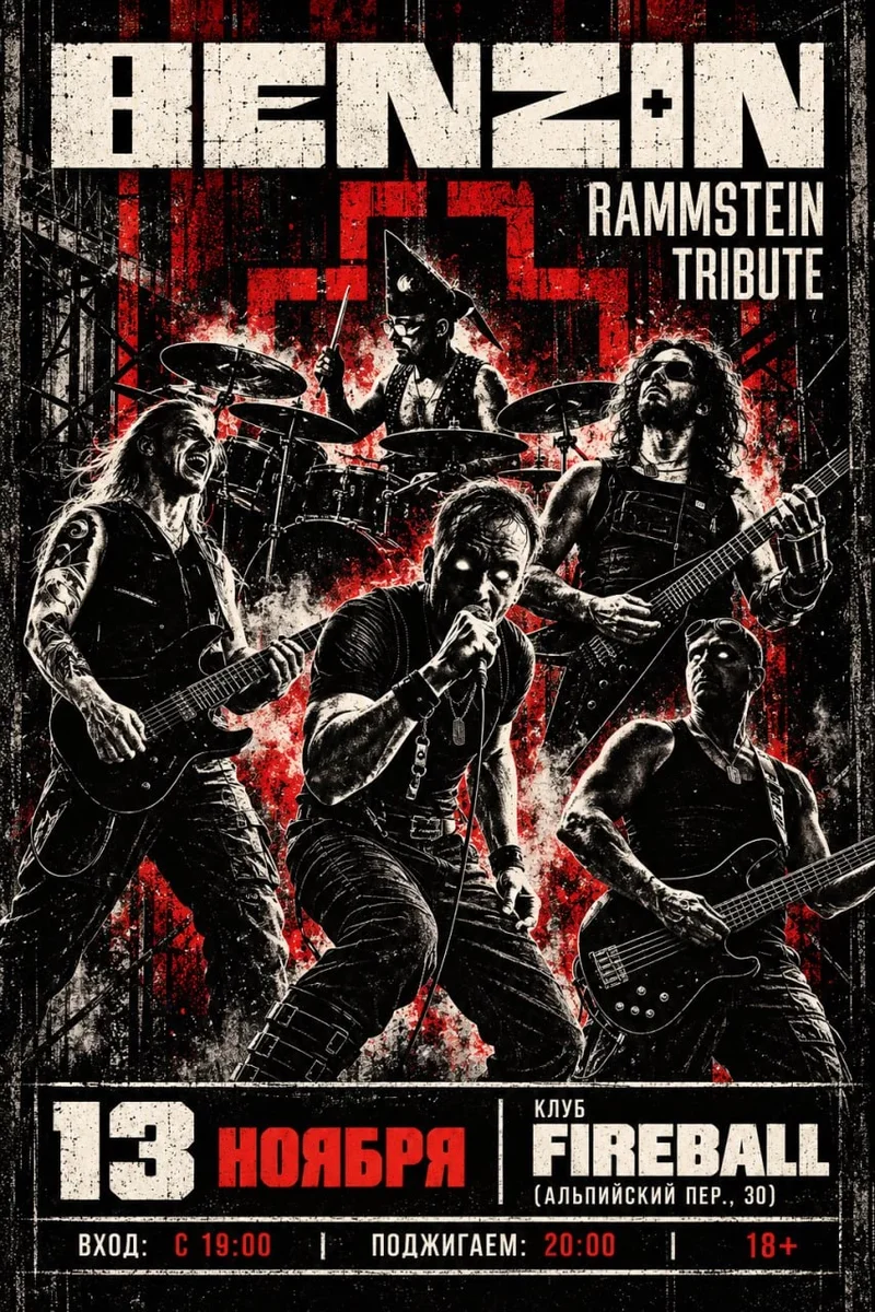 Афиша «Benzin - Re-Invasion of Rammstein Tribute in Fireball»