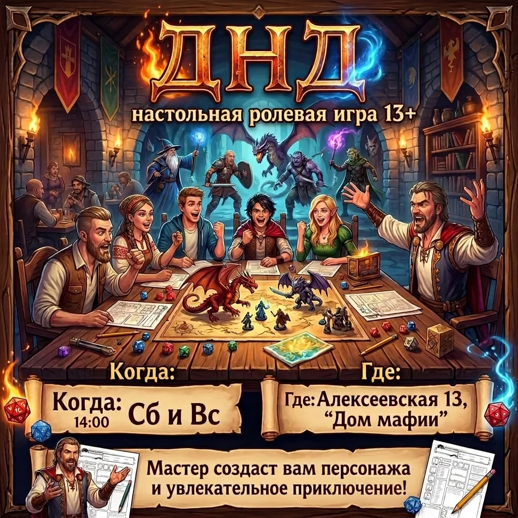 Афиша «ДНД — настольная ролевая игра»