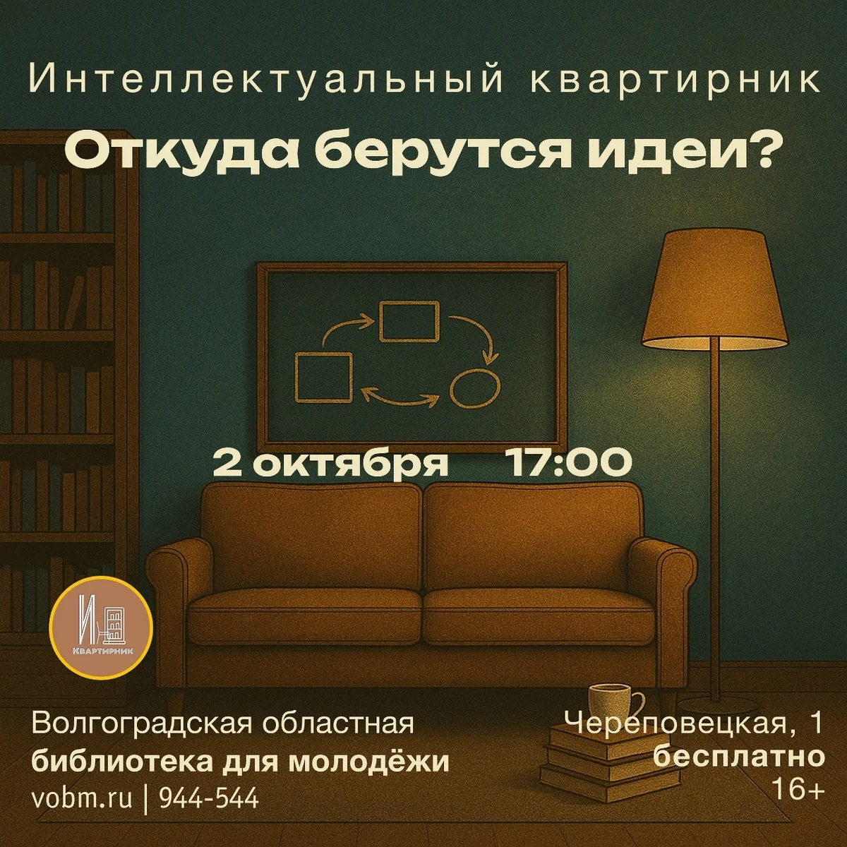 Афиша «Интеллектуальный квартирник «Откуда берутся идеи?»»
