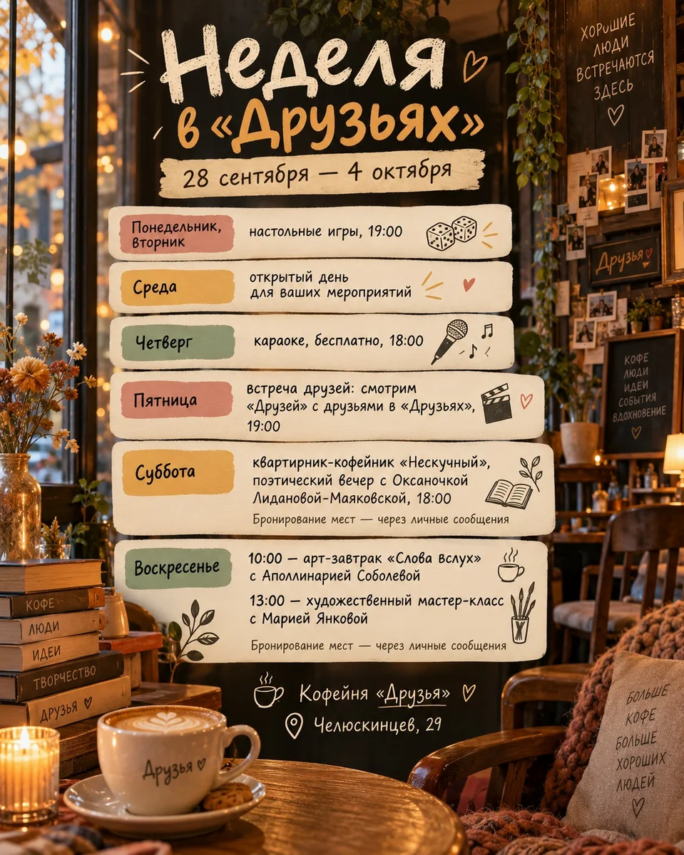 Афиша «Караоке в «Друзьях»»