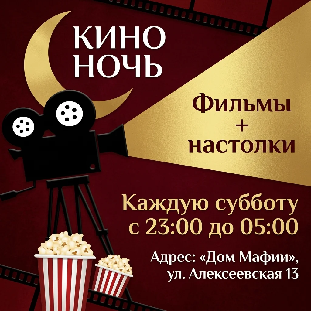 Афиша «Киноночь + настолки»