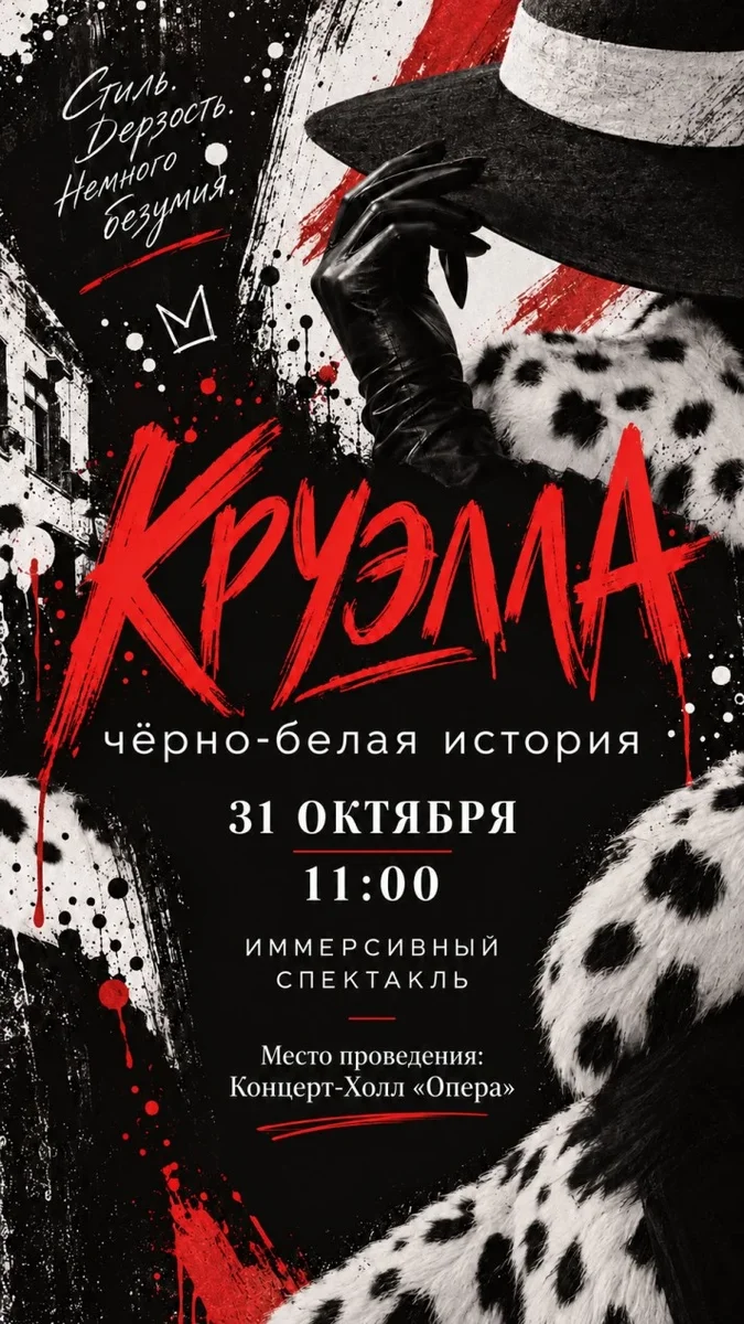 Афиша «Круэлла - "Черно-белая история"»