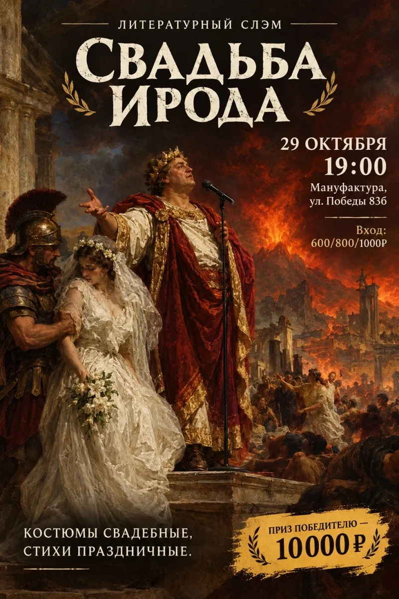 Афиша «Литературный слэм «Свадьба Ирода»»