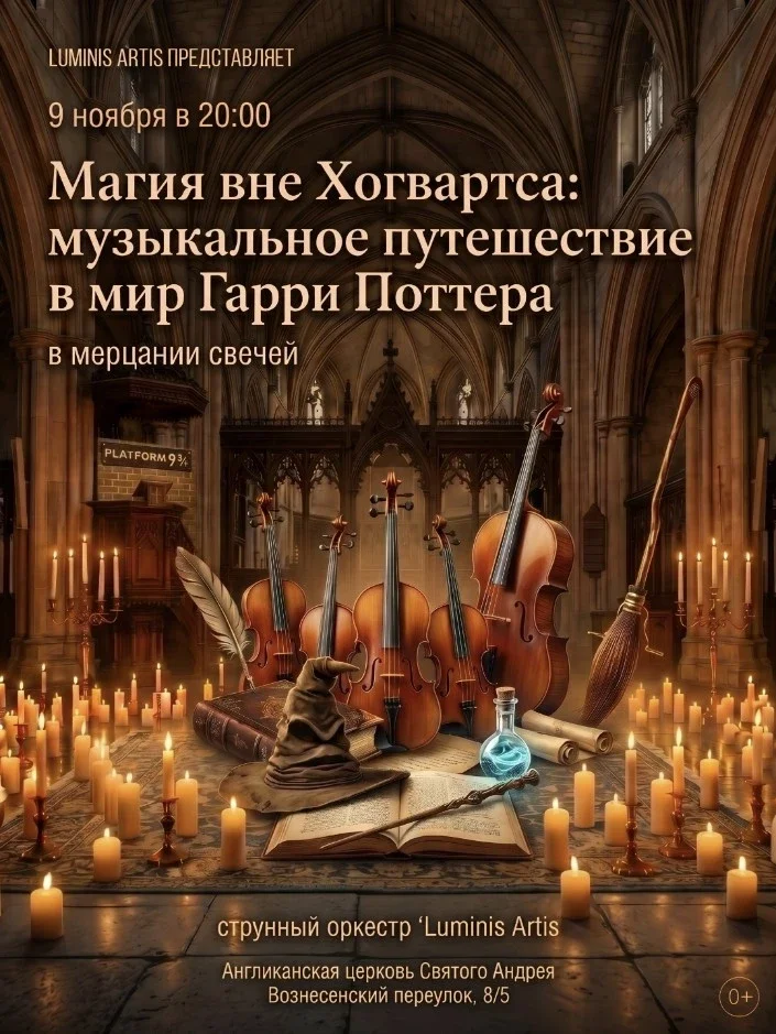 Афиша «Магия вне Хогвартса: музыкальное путешествие в мир Гарри Поттера в мерцании свечей»