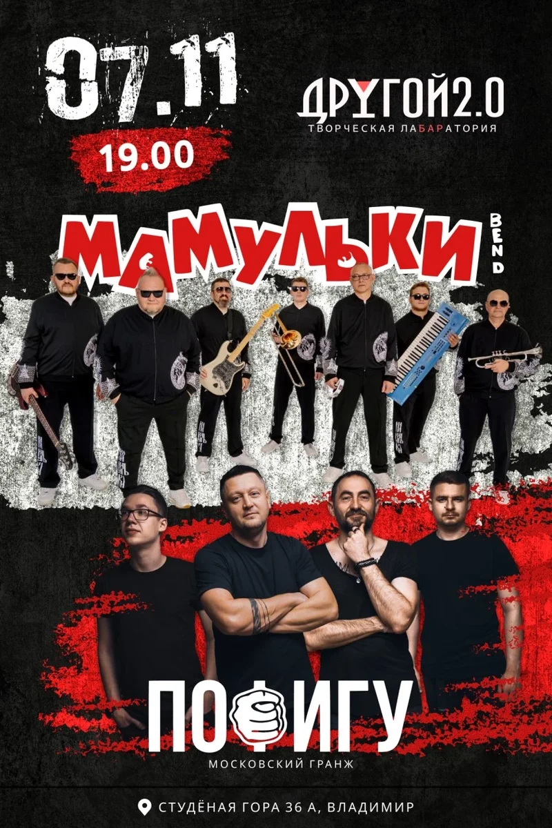 Афиша «Мамульки Бенд/ПОФИГУ/Владимир»