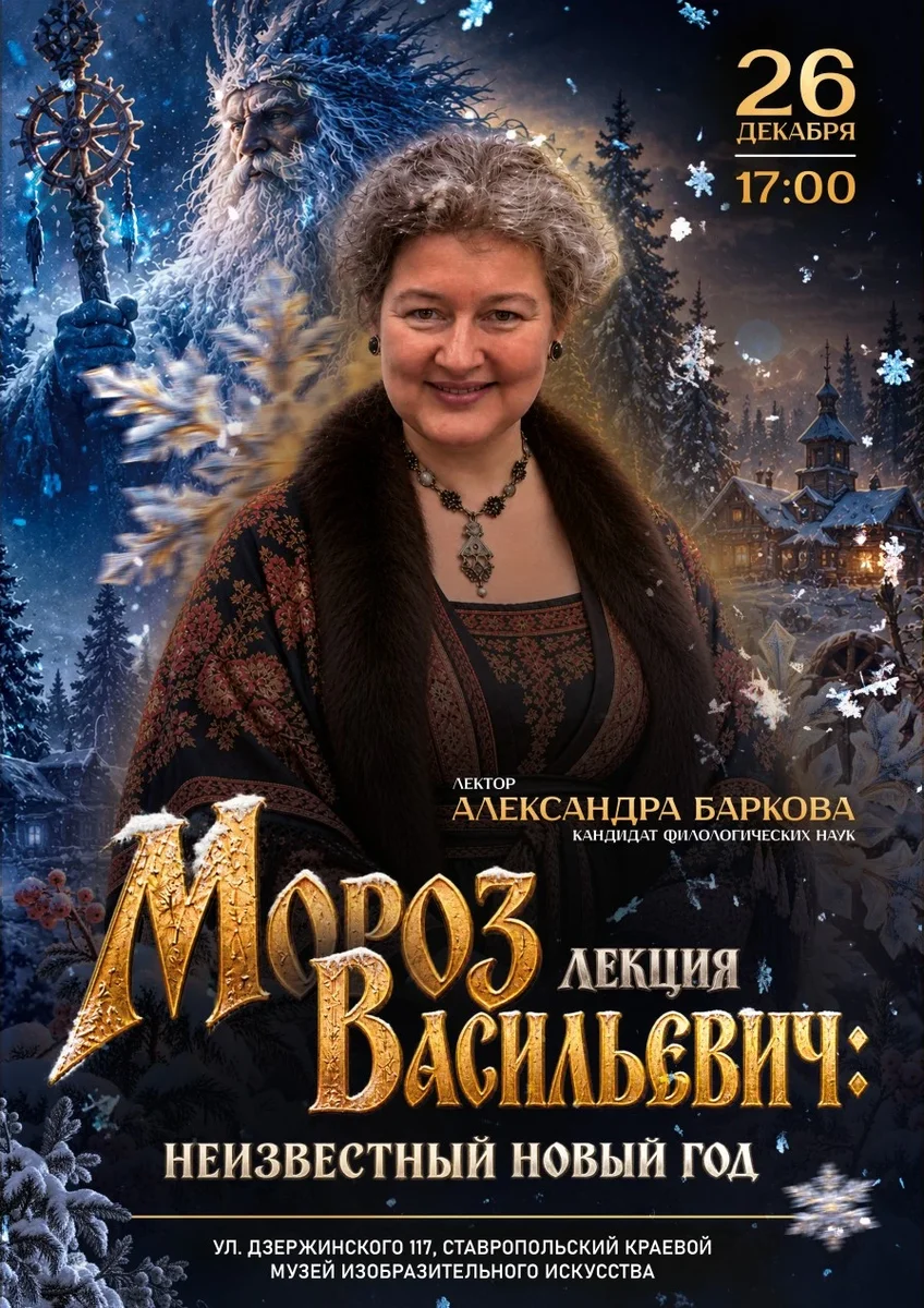 Афиша «Мороз Васильевич и неизвестный Новый год. Лекция Александры Барковой.»