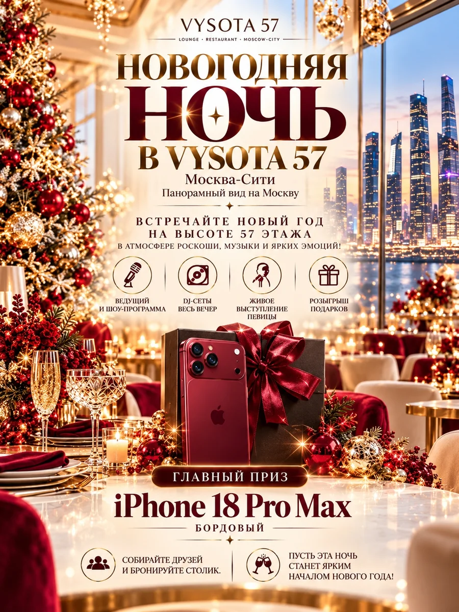 Афиша «Новогодняя ночь в VYSOTA 57»