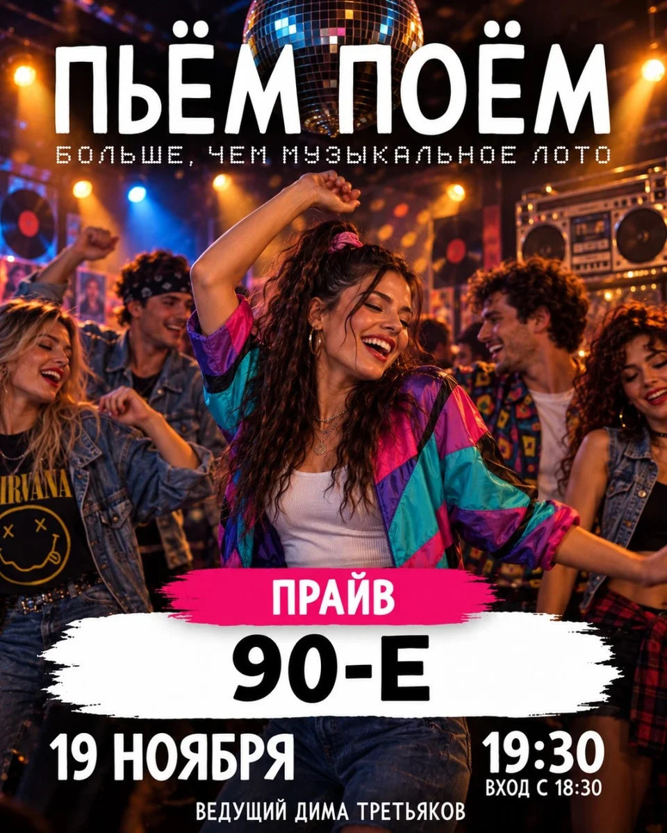 Афиша «Пьём Поём | 19 ноября | Те самые 90е»