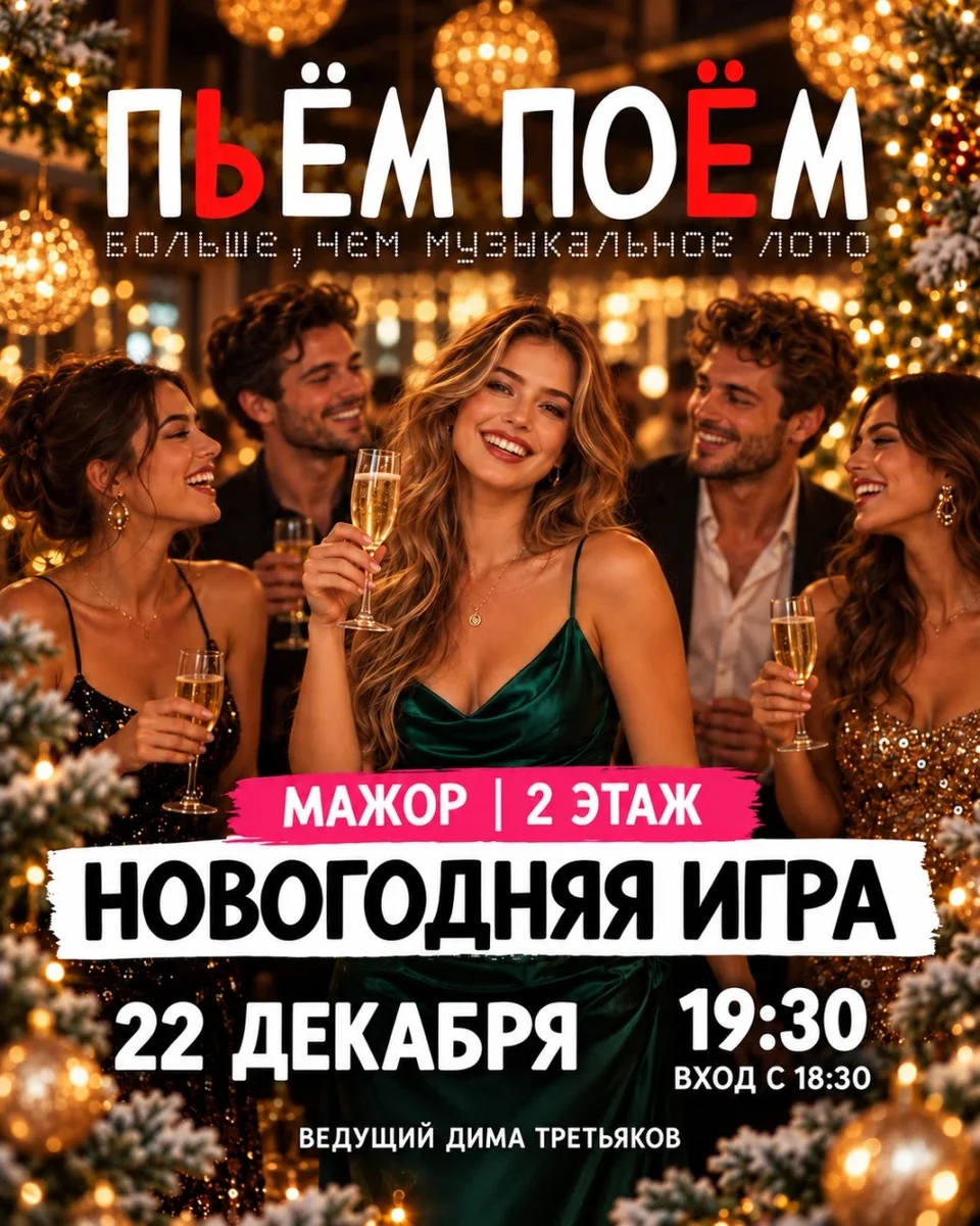 Афиша «Пьём Поём | 22 декабря | Новогодняя игра»