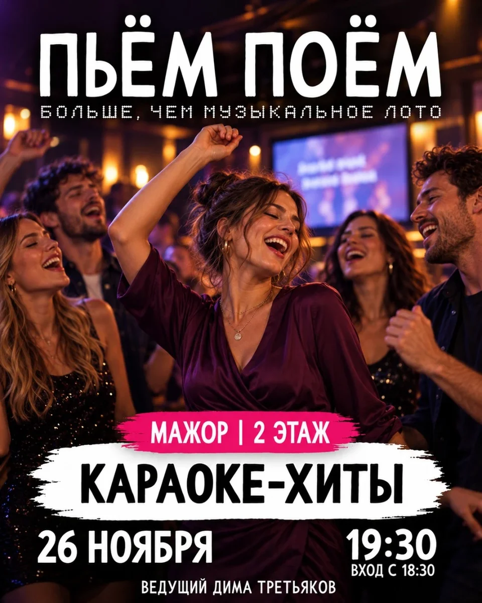 Афиша «Пьём Поём | 26 ноября | Хиты караоке»