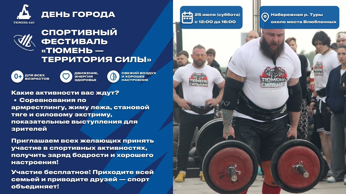 Афиша «Спортивный фестиваль «Тюмень — территория силы»»