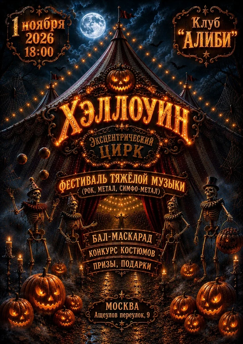 Афиша «Тёмная История Хэллоуина. Музыкальный фестиваль, конкурс костюмов, призы, подарки»