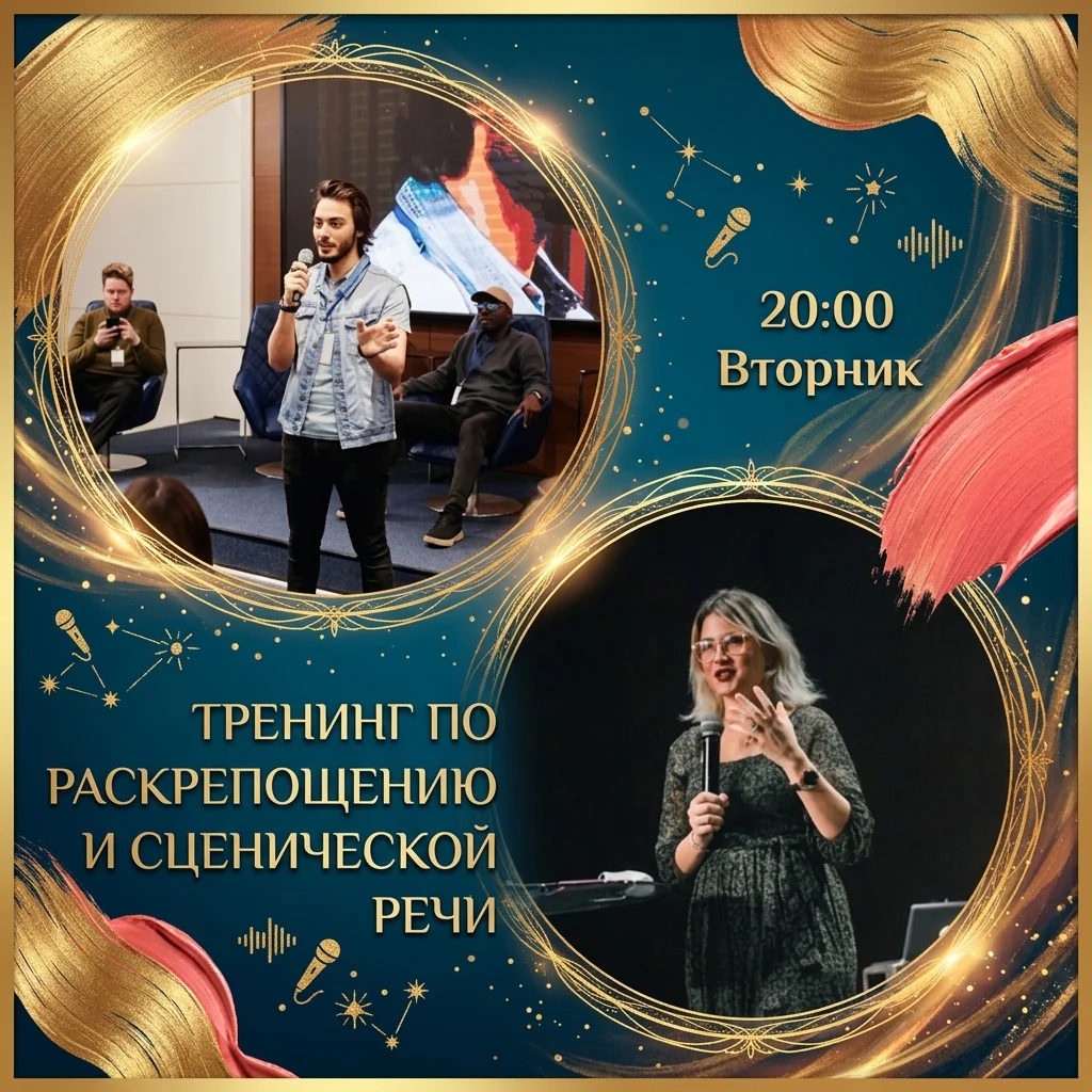Афиша «Тренинг по раскрепощению и сценической речи»