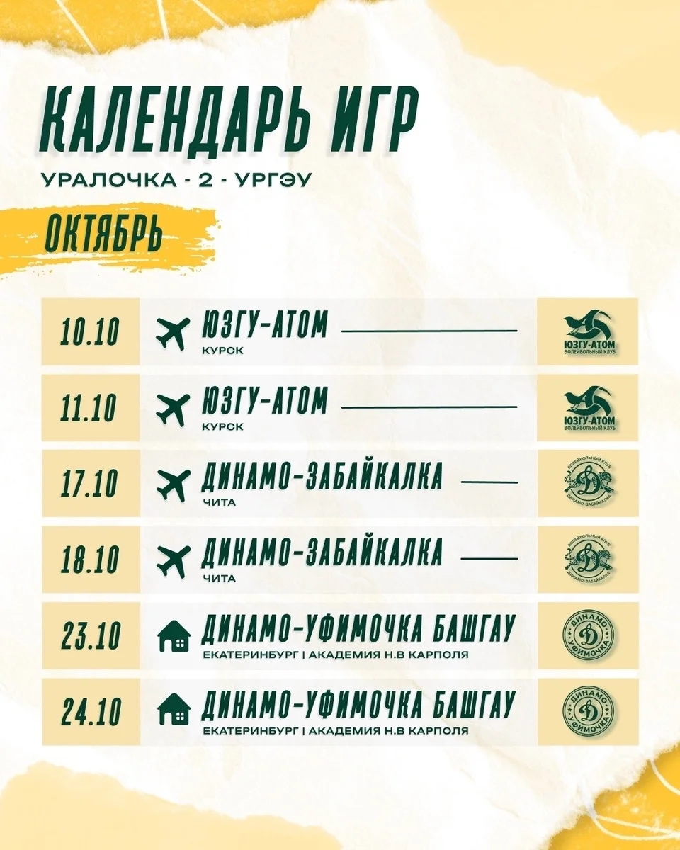 Афиша «Уралочка-2-УрГЭУ — Динамо-Уфимочка БашГАУ»