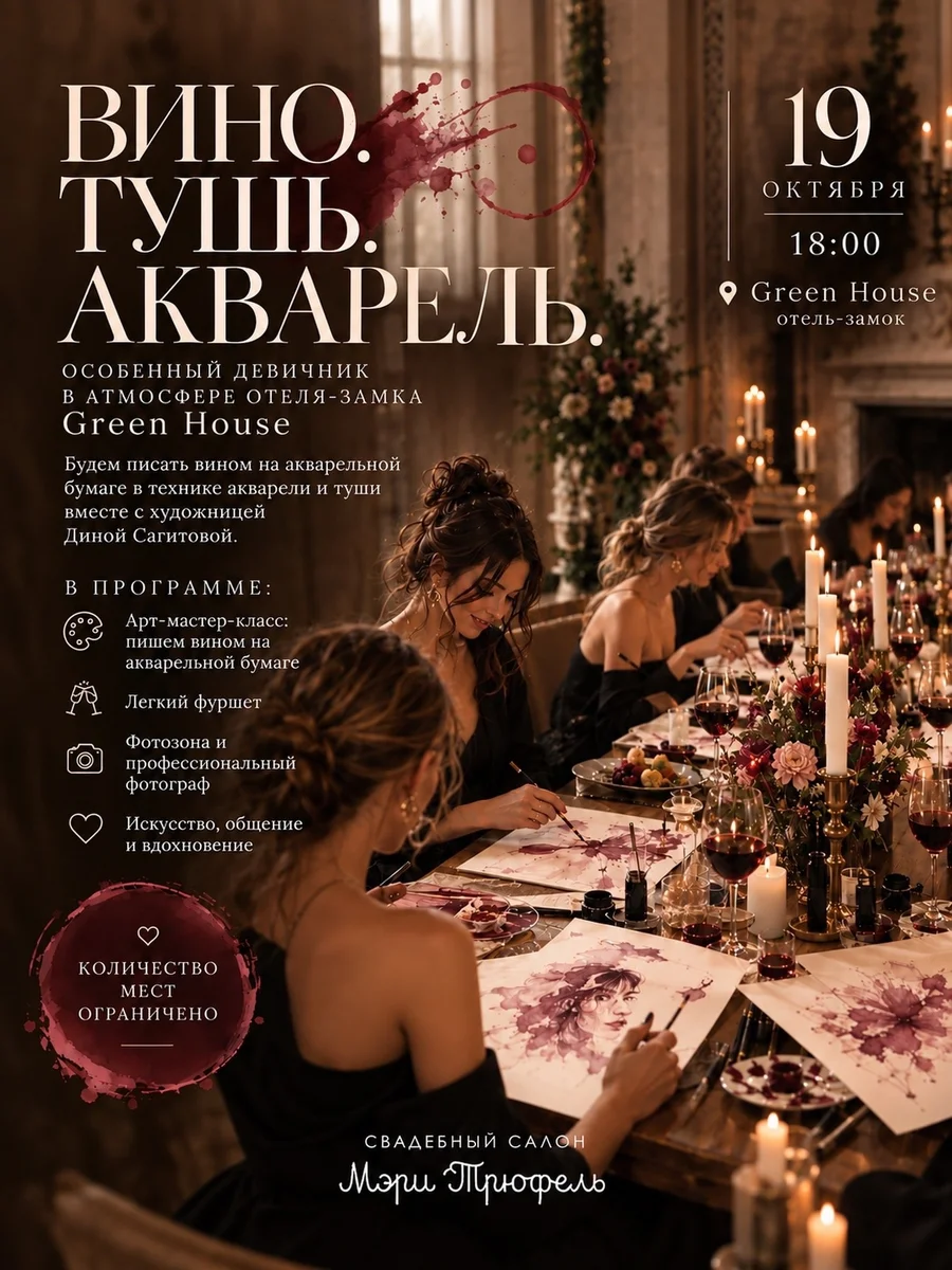 Афиша «Вино. Тушь. Акварель.»