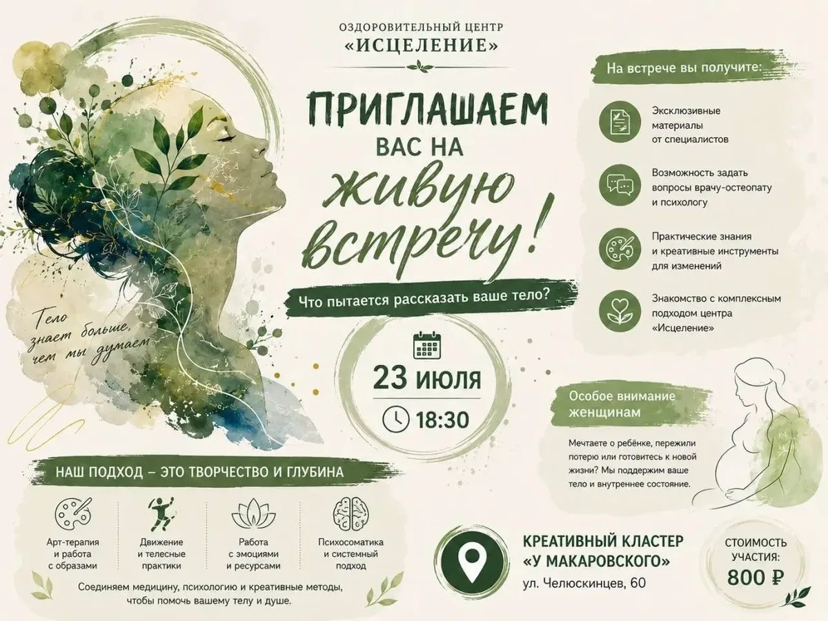 Афиша «Живая встреча «Что пытается рассказать ваше тело?»»